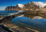 Weitläufige Fjorde und majestätische Berge prägen die Landschaft rund um Finnsnes.