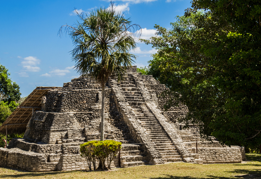 Bei einem Ausflug zu der Ruinenstätte Chacchoben in Mexiko lernen Sie eine Menge über die Maya.