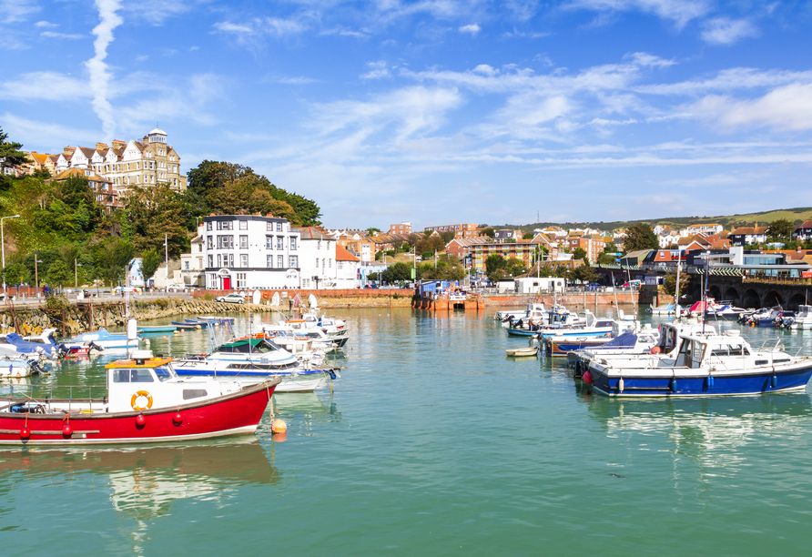 Neben Rye sehen Sie das ehemalige Fischerdorf Folkestone.