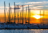 Den Sonnenuntergang können Sie in Port Camargue besonders gut genießen.