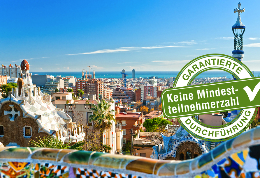 Freuen Sie sich auf einen unvergesslichen Traumurlaub mit einmaligen Eindrücken wie zum Beispiel dem Park Güell in Barcelona, den Sie optional besuchen können.