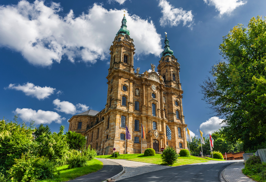 Besuchen Sie die Basilika Vierzehnheiligen bei Bad Staffelstein in Oberfranken.