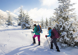 Beim Schneewandern im Winter können Sie die märchenhafte Landschaft genießen.