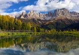 Blick auf das beeindruckende Rosengartenmassiv in Südtirol