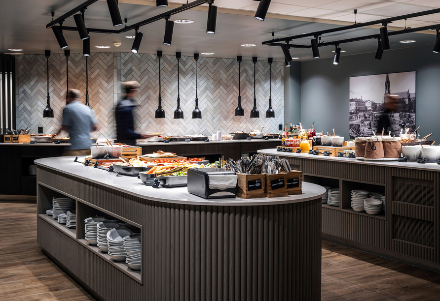 Das Frühstücksbuffet bietet eine hervorragende Auswahl an Speisen für den perfekten Start in den Tag.