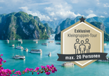 Die Halong-Bucht ist eines von vielen Highlights Ihrer Reise und verzaubert mit ihren eindrucksvollen Kalksteinfelsen und einer atemberaubenden Kulisse, die zum Träumen einlädt.