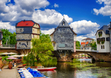 Die Brückenhäuser auf der Alten Nahebrücke von Bad Kreuznach bieten ein tolles Fotomotiv.