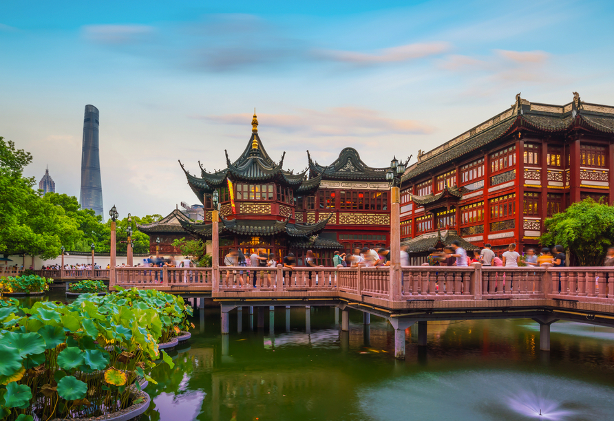 Der wunderschöne Yu-Garten von Shanghai bietet einen idealen Ruhepol.