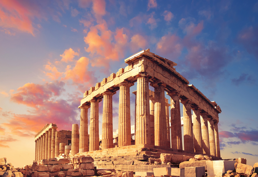 Der Parthenon-Tempel auf der berühmten Athener Akropolis in Griechenland