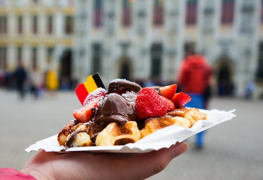 In Belgien darf eine typisch belgische Waffel auf keinen Fall fehlen.