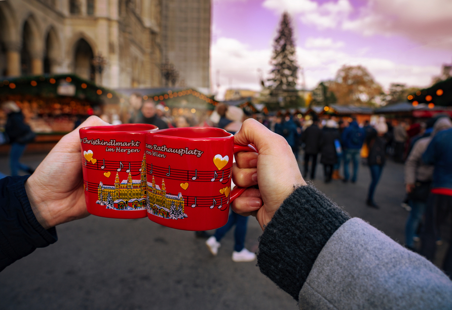 Genießen Sie wärmenden Glühwein im winterlichen Wien.