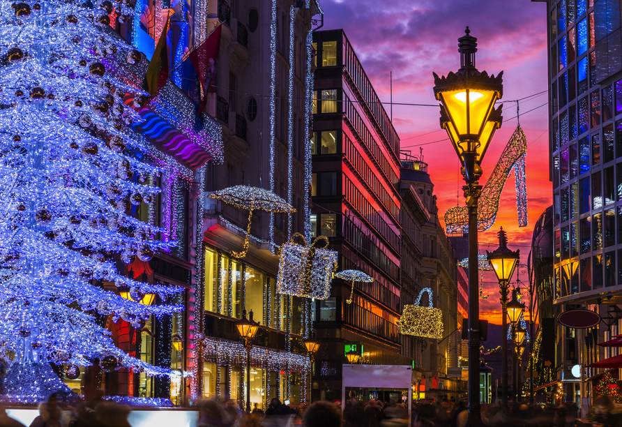 Genießen Sie Weihnachtszauber in den Straßen von Budapest.