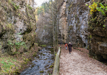 Der Canyon Rio Sass, eine Schlucht im Herzen des Örtchens Fondo, lädt zu unvergesslichen Wanderungen entlang des Wildbachs ein.