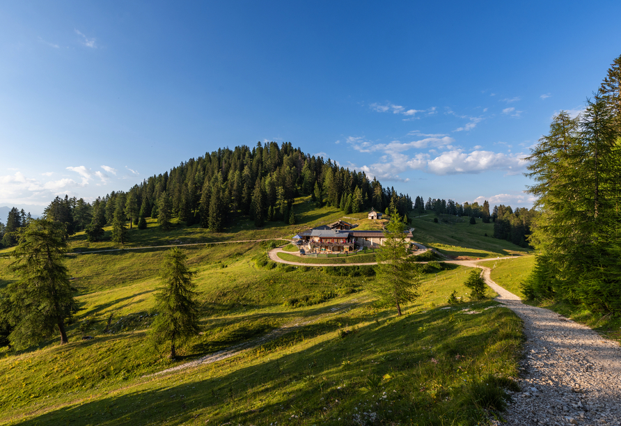 Der 2.116 m hohe Aussichtsberg Roen liegt genau an der Grenze zwischen den Wanderparadiesen Südtirol und Trentino.