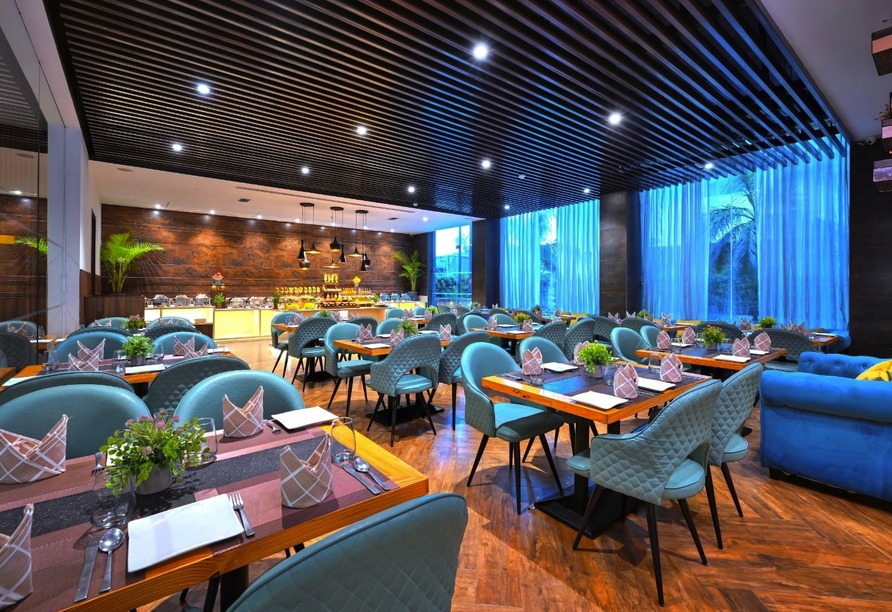 Im Restaurant des Beispielhotels Golden Tulip Gurugram in Delhi erhalten Sie alles, was Ihr Herz begehrt.