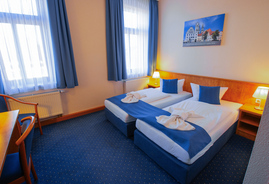 Beispiel für ein Doppelzimmer im Nebenhaus im Hotel Gasthaus Zum Schwan in Oschatz