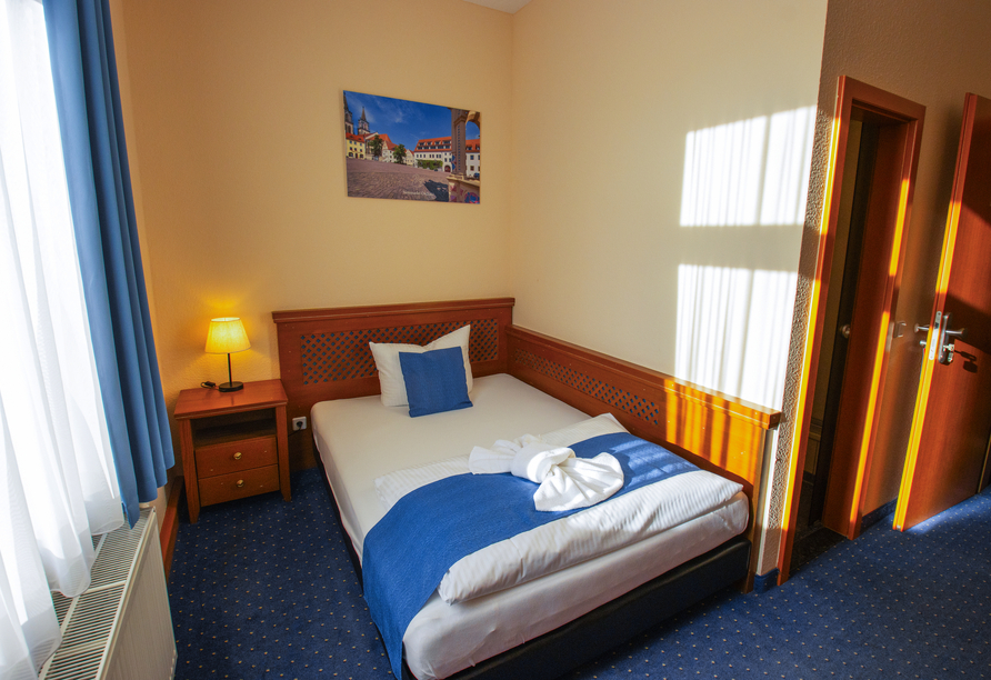 Beispiel für ein Einzelzimmer im Nebenhaus im Hotel Gasthaus Zum Schwan in Oschatz