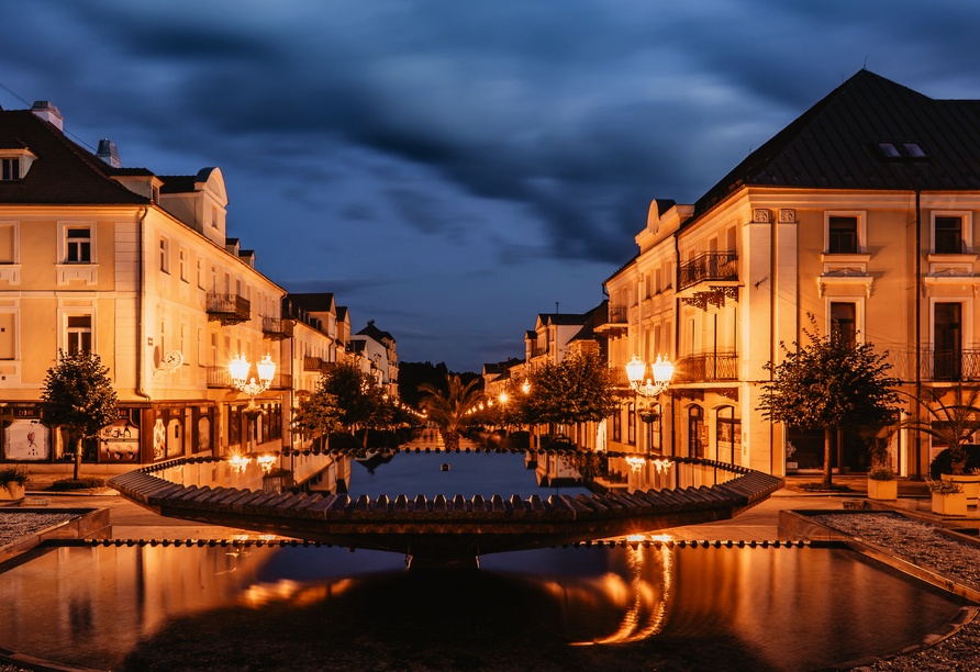 Der Brunnen in Franzensbad bei Nacht verspricht einen traumhaften Anblick.