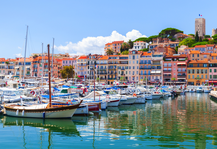 Blick auf den Yachthafen von Cannes