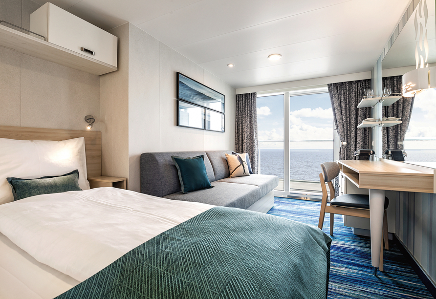 Beispiel einer Balkonkabine an Bord der Mein Schiff 2