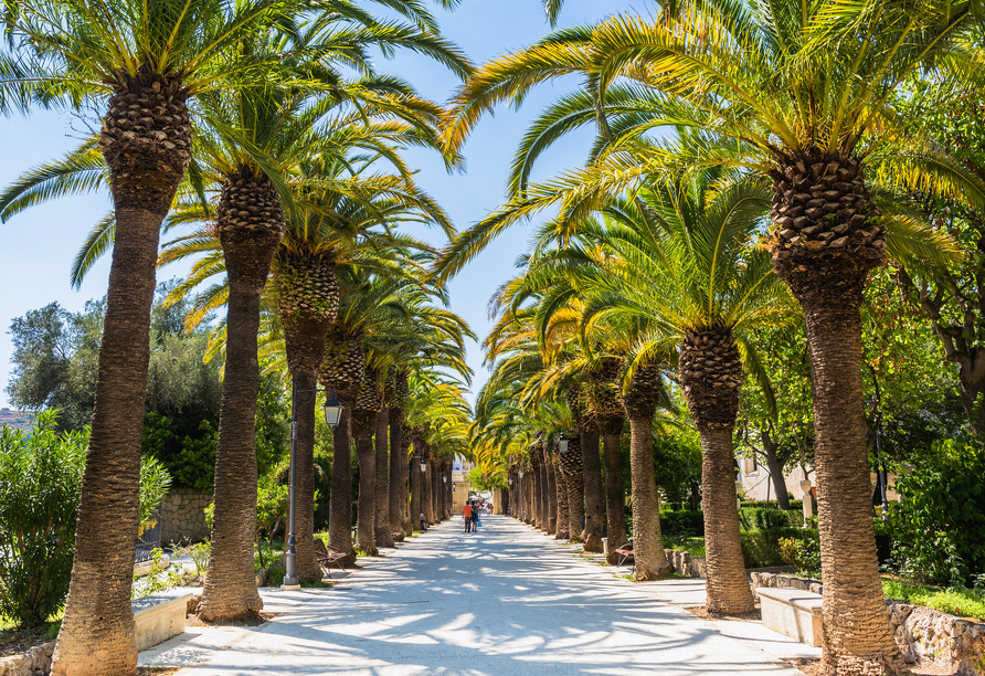 Genießen Sie die Ruhe im Park Giardini Iblei in Ragusa.
