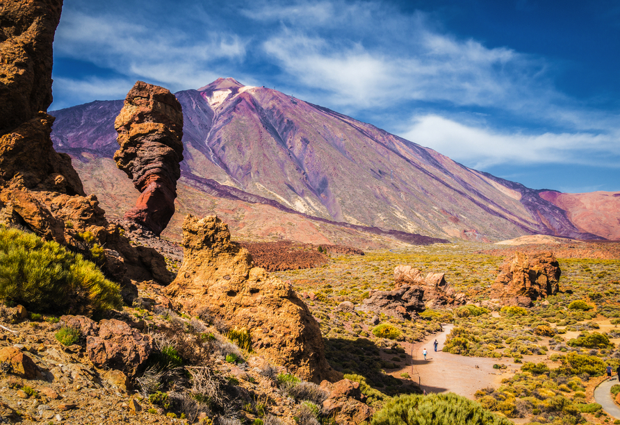 Unternehmen Sie einen Ausflug in den Nationalpark Teide mit dem markanten Pico del Teide.