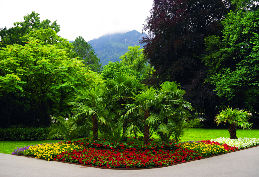 Blühende Beete und exotische Pflanzen – der Königliche Kurgarten in Bad Reichenhall.