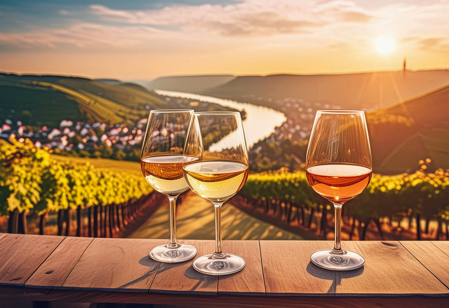 Der Mittelrhein wird im Herbst in goldenes Licht getaucht.