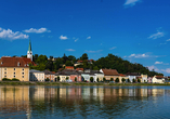 Blick auf Mauthausen an der Donau