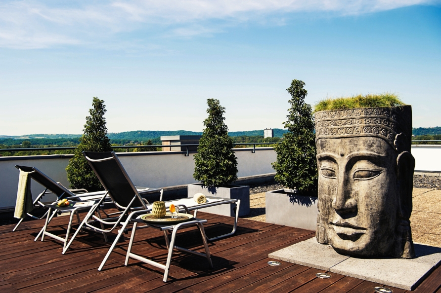 Genießen Sie Ihren Urlaub auf der herrlichen Dachterrasse.
