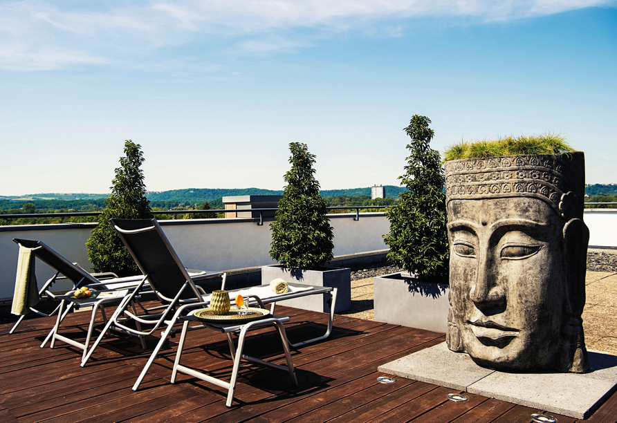 Genießen Sie Ihren Urlaub auf der herrlichen Dachterrasse.
