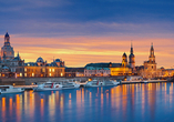 Die Skyline von Dresden begeistert mit ihrem einzigartigen Panorama entlang der Elbe.