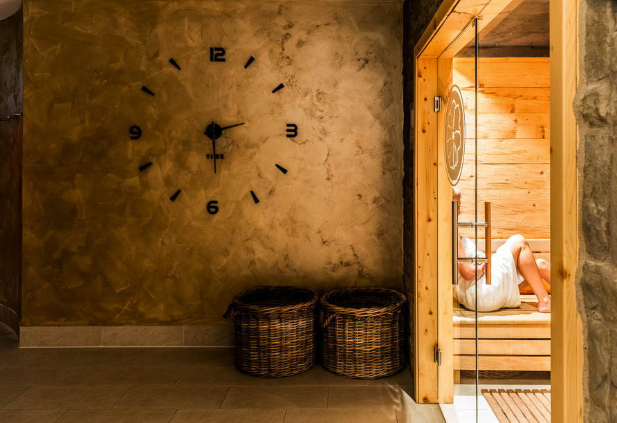 In der Sauna des Hotels finden Sie Ruhe und Entspannung. 
