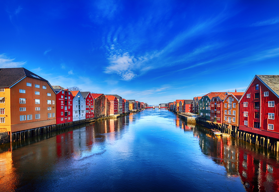 Bunte Häuser in Trondheim – was für ein Motiv.