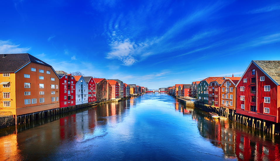 Bunte Häuser in Trondheim – was für ein Motiv.