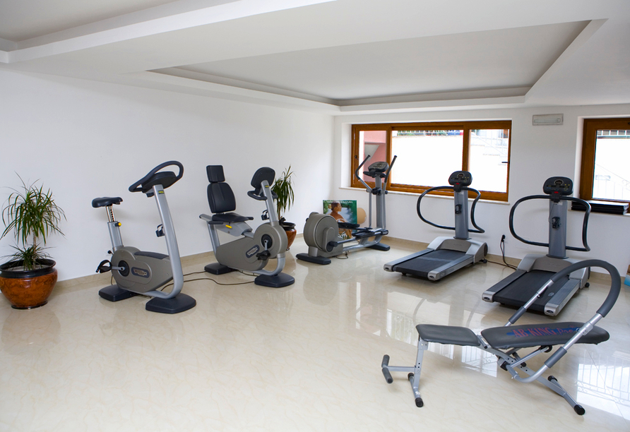 Im Fitnessraum können Sie sich auspowern.