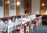 Einladender Frühstücksraum des Hotels