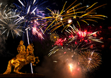Festlicher Lichterglanz über den Dächern Dresdens.