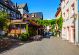 Schlendern Sie durch die hübschen Straßen in Rüdesheim am Rhein.
