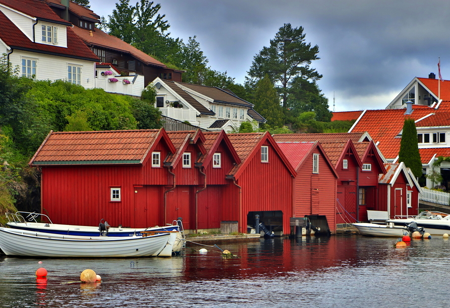 Pittoreske Fischerhütten in Kristiansand