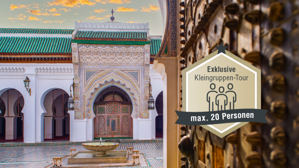 Willkommen in Marokko! Besuchen Sie die älteste durchgehend betriebene Universität der Welt: die al-Qarawīyīn-Moschee und -Universität in Fès.