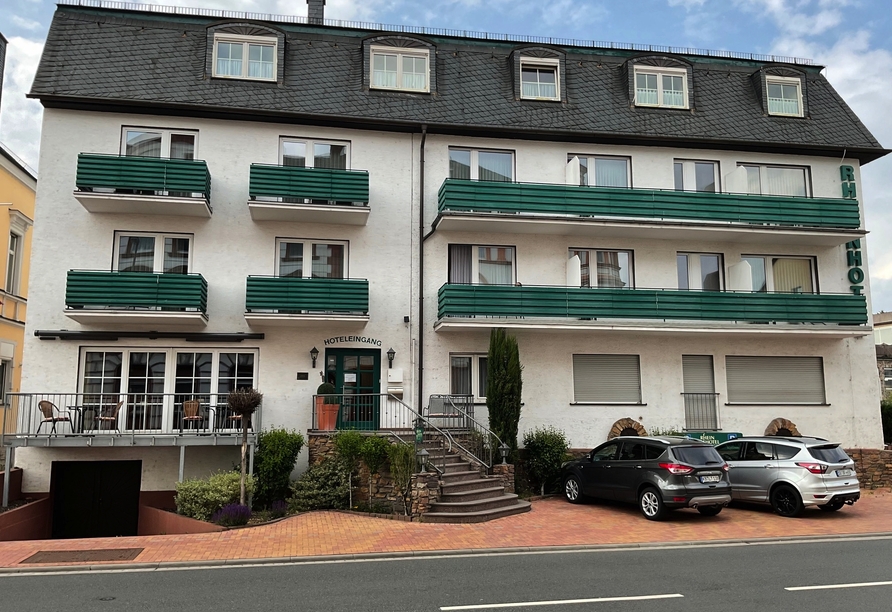 Außenansicht des Rheinhotels Rüdesheim