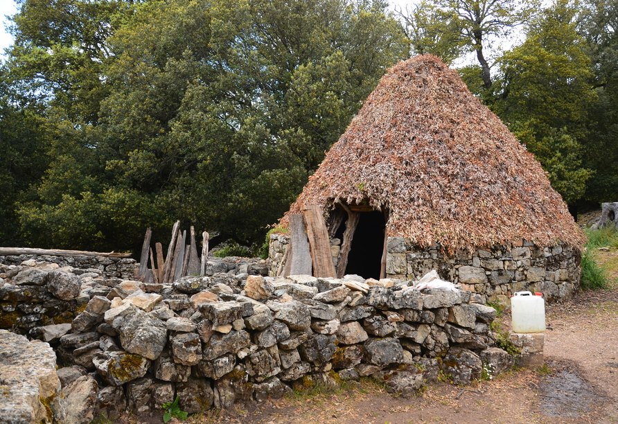 Tauchen Sie beim Anblick einer typischen Hirtenhütte in die traditionsreiche Welt der sardischen Hirten ein.