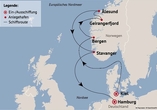 Ihre Reiseroute am 25.10.25 (Ausschiffung in Kiel) und am 31.10.26 (Ausschiffung in Hamburg).