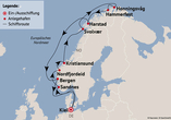 Ihre Reiseroute am 16.08.26. Am Reisetermin 02.07.26  fahren Sie in leicht geänderter Reihenfolge mit Halt in Ålesund statt Sandnes.