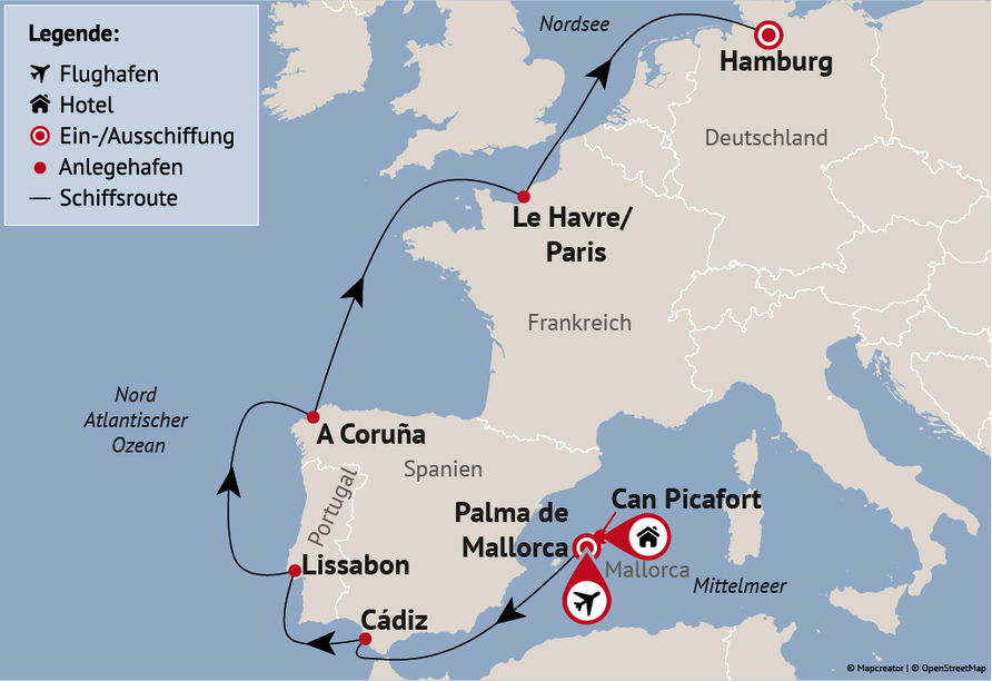 Ihre Reiseroute