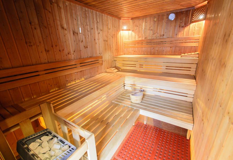 Entspannen Sie in der Sauna des Hotels.