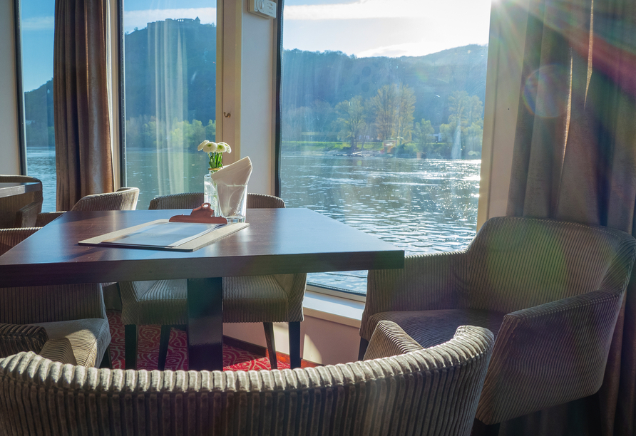 Genießen Sie die vorbeiziehende Landschaft in der Lounge.