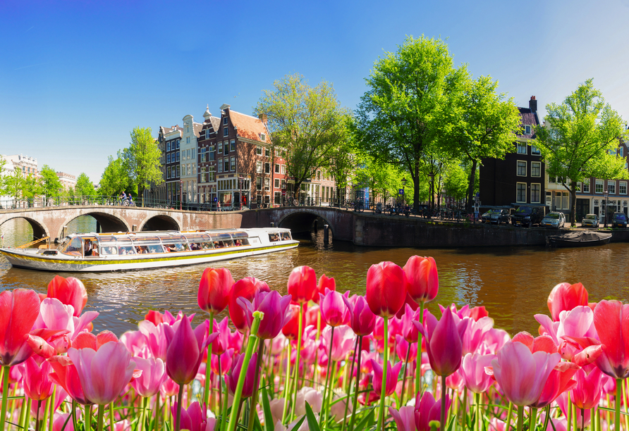 Freuen Sie sich auf Ihre Flusskreuzfahrt nach Holland im Frühling.