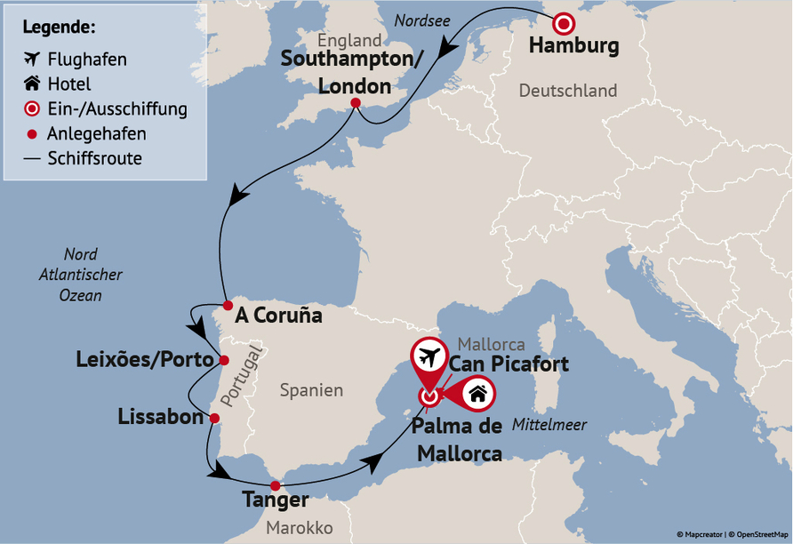 Ihre Reiseroute
